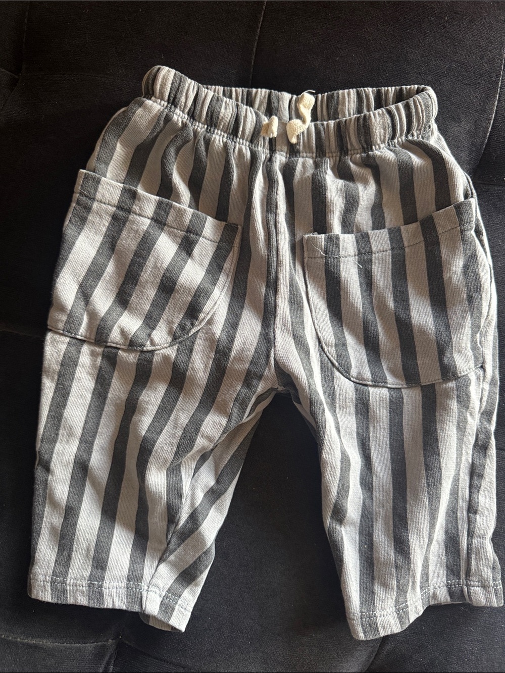 Zara Kids Striped Elastic-Waist Bottoms in Gray and White